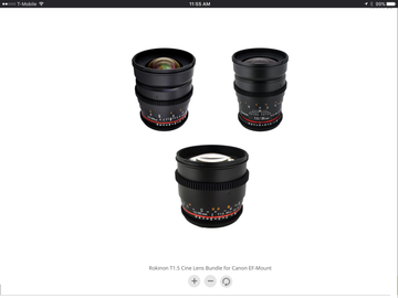Rent: Rokinon Cinema DS, T-1.5 Lens kit 35mm, 50mm, 85mm