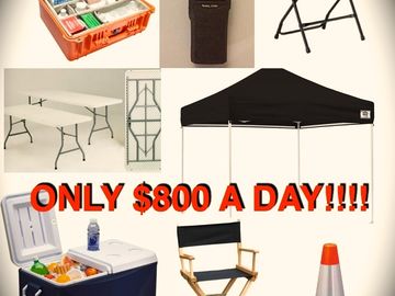 rent a large production package radios tables chairs tents etc