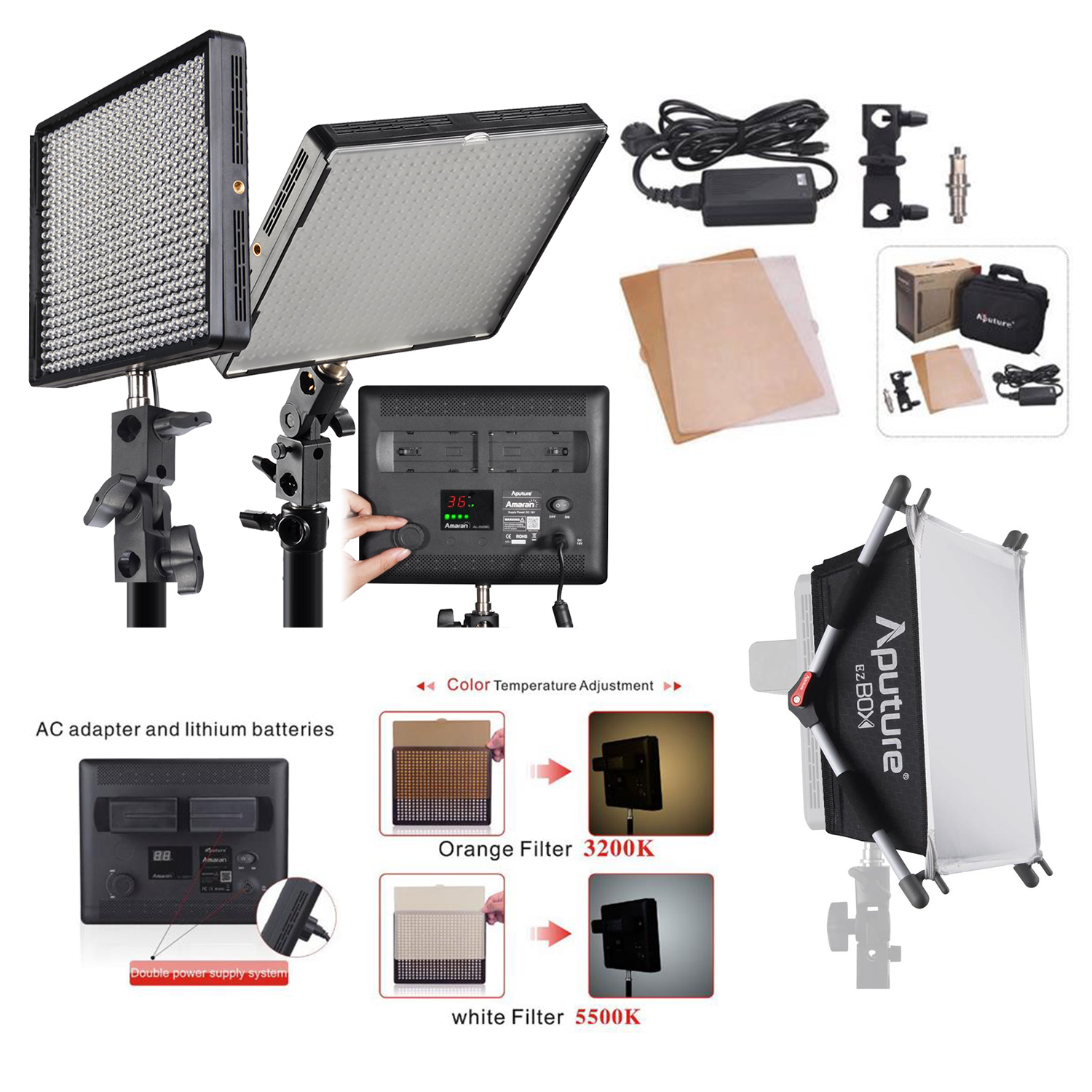 Amaran LED528w ×2 Aputure Amaran AL-528W Daylight LED Flood Light
