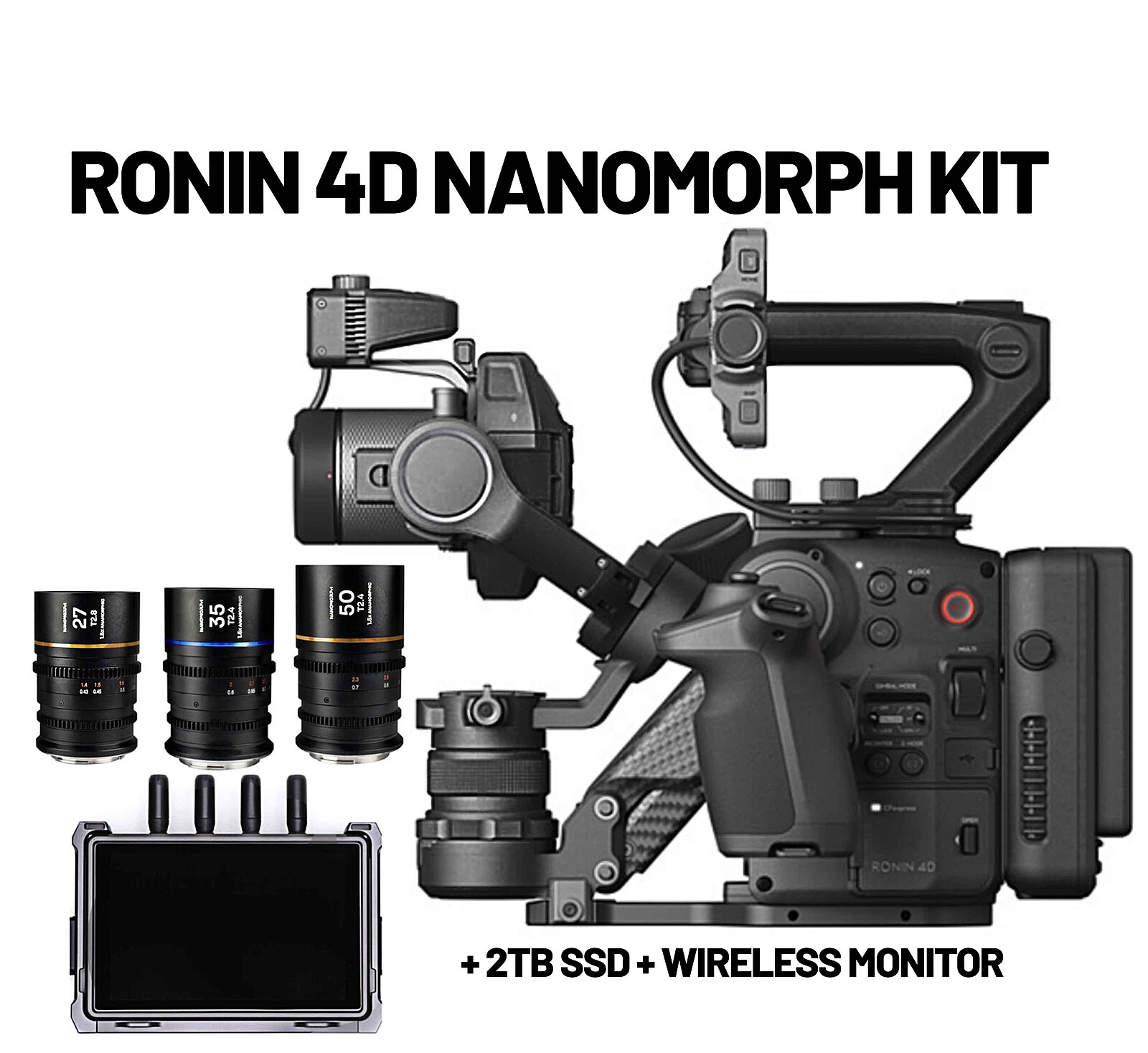 Rent a DJI Ronin 4D 8K + 3 Nanomorphs Kit (Blue /Gold)+ 2TB +