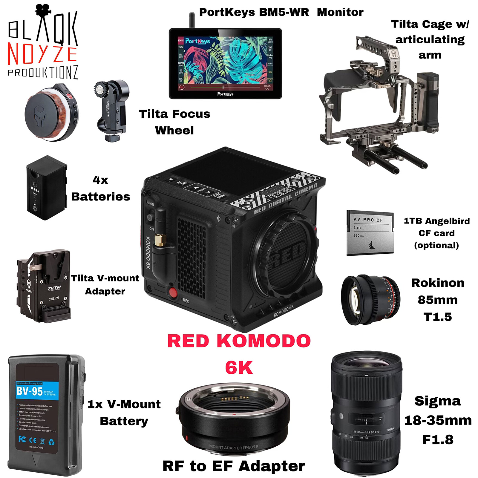 Rent a RED Komodo 6K Digital Cinema Camera RF-EF (Lenses + Media +