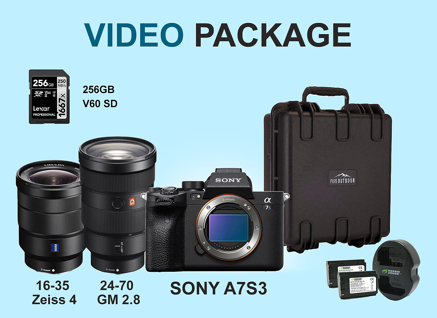 Rent a Sony A7SIII A7S III, 16-35 Zeiss & 24-70 GM Lenses, Case