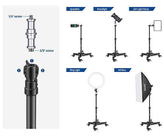 Rent a NEEWER Heavy Duty Light Stand with Casters, 2.4ft Max