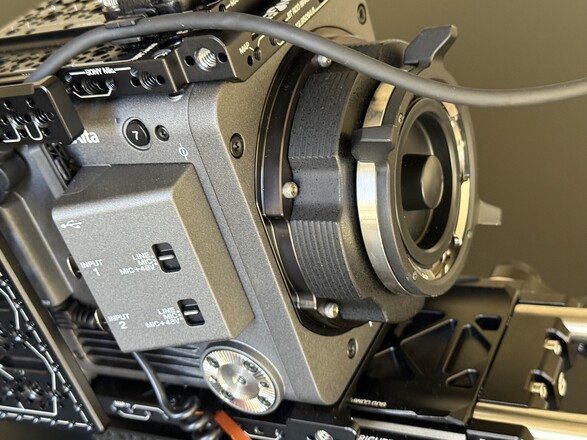 Rent a Sony BURANO 8K Camera - Bright tangerine shoulder rig, Best