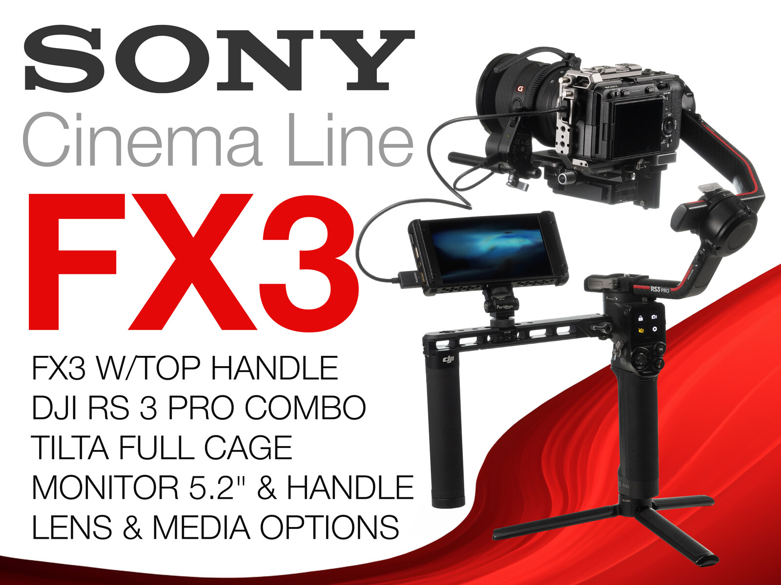 Rent a Sony FX3 Camera, DJI RS3 Pro Gimbal, Tilta Cage, 5.2
