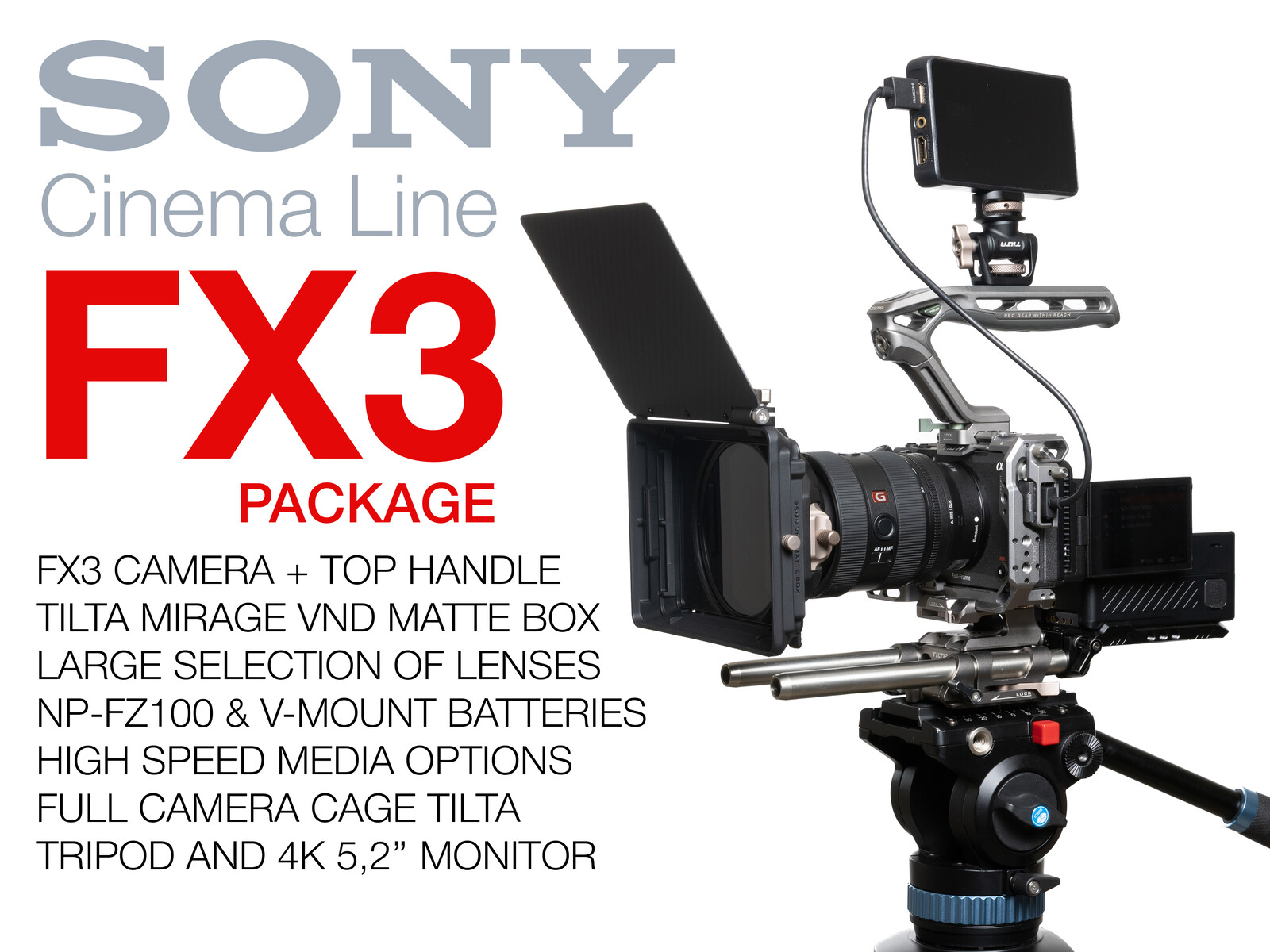 Rent a Sony FX3 Cinema Kit – Matte Box, Monitor, V-Mount