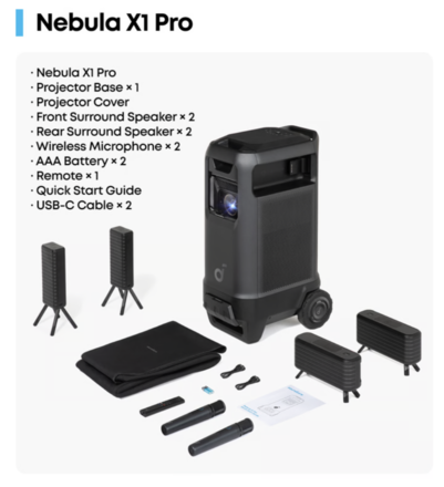 Rent a Nebula X1 Pro 4K Projector with 200'' Screen & Dolby Audio