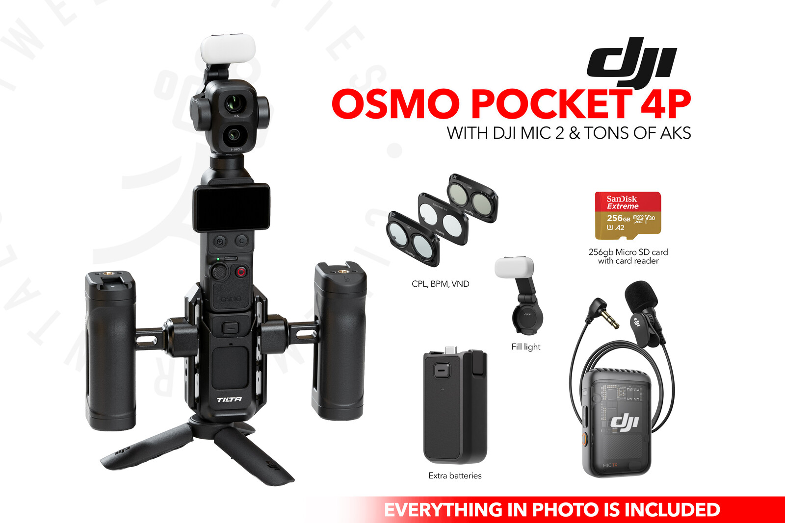 Rent a DJI Osmo Pocket 4P Kit with DJI Mic 2 & tons of AKS, Best