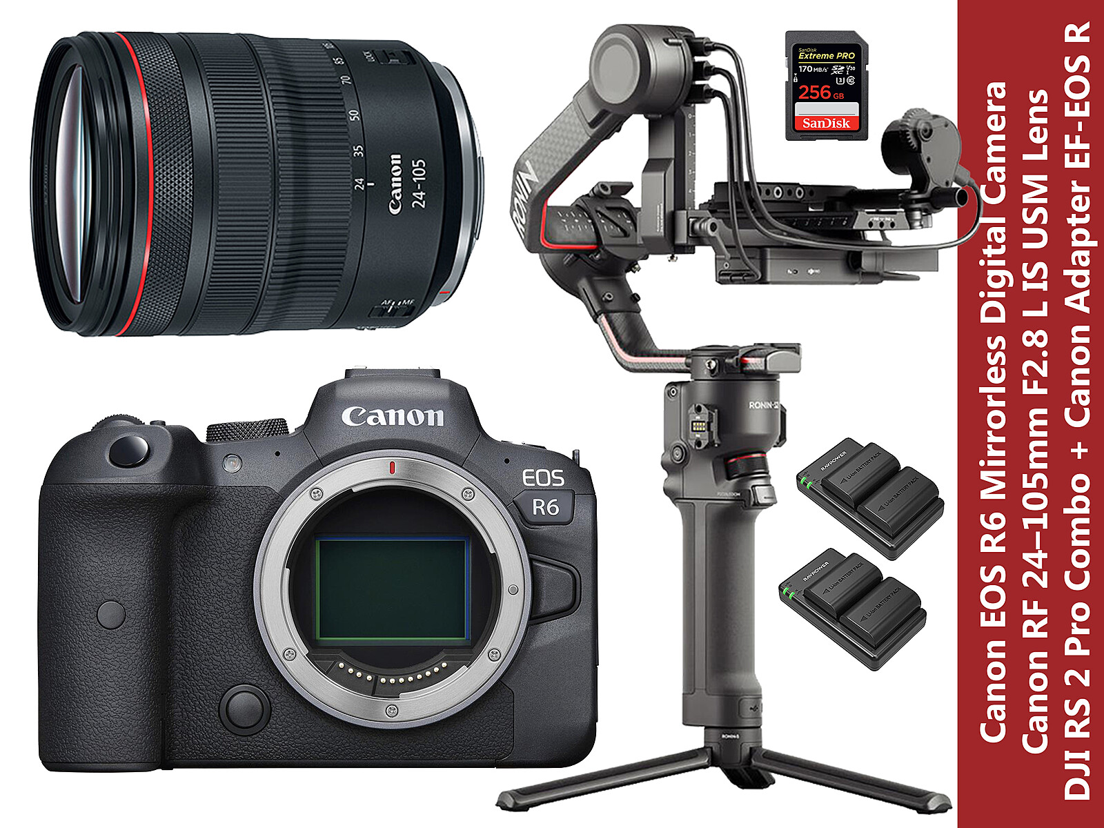 Rent a Canon EOS R6+Lenses RF 24105mm 4L IS + DJI RS 2 Pro Combo